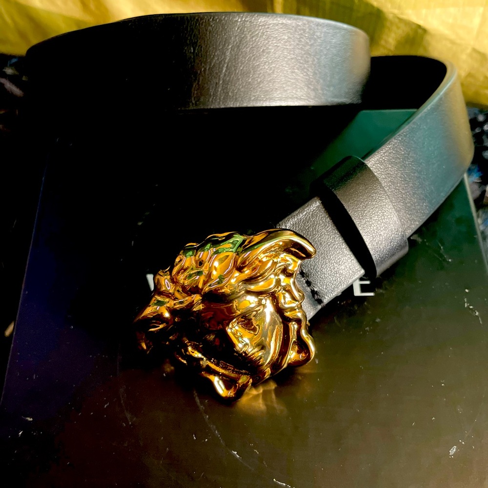 Kids authentic Versace belt Medusa head buckle
